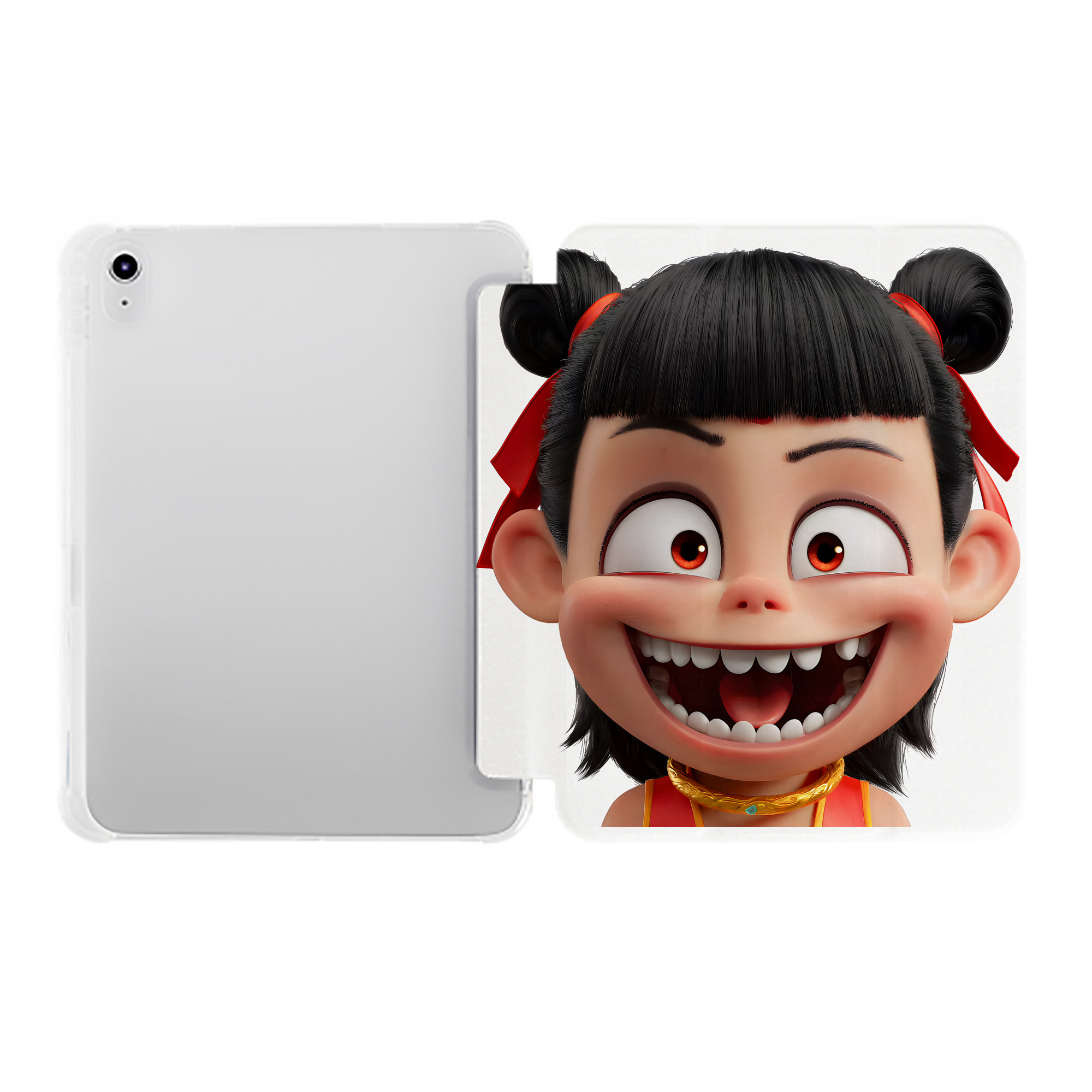 （画像用） Ne Zha 2 ナタ 魔童の大暴れ IPad ケース ペン収納付き 三つ折りスタンド PUレザー×シリコン 対応機種9.5/10.5/10.9インチ